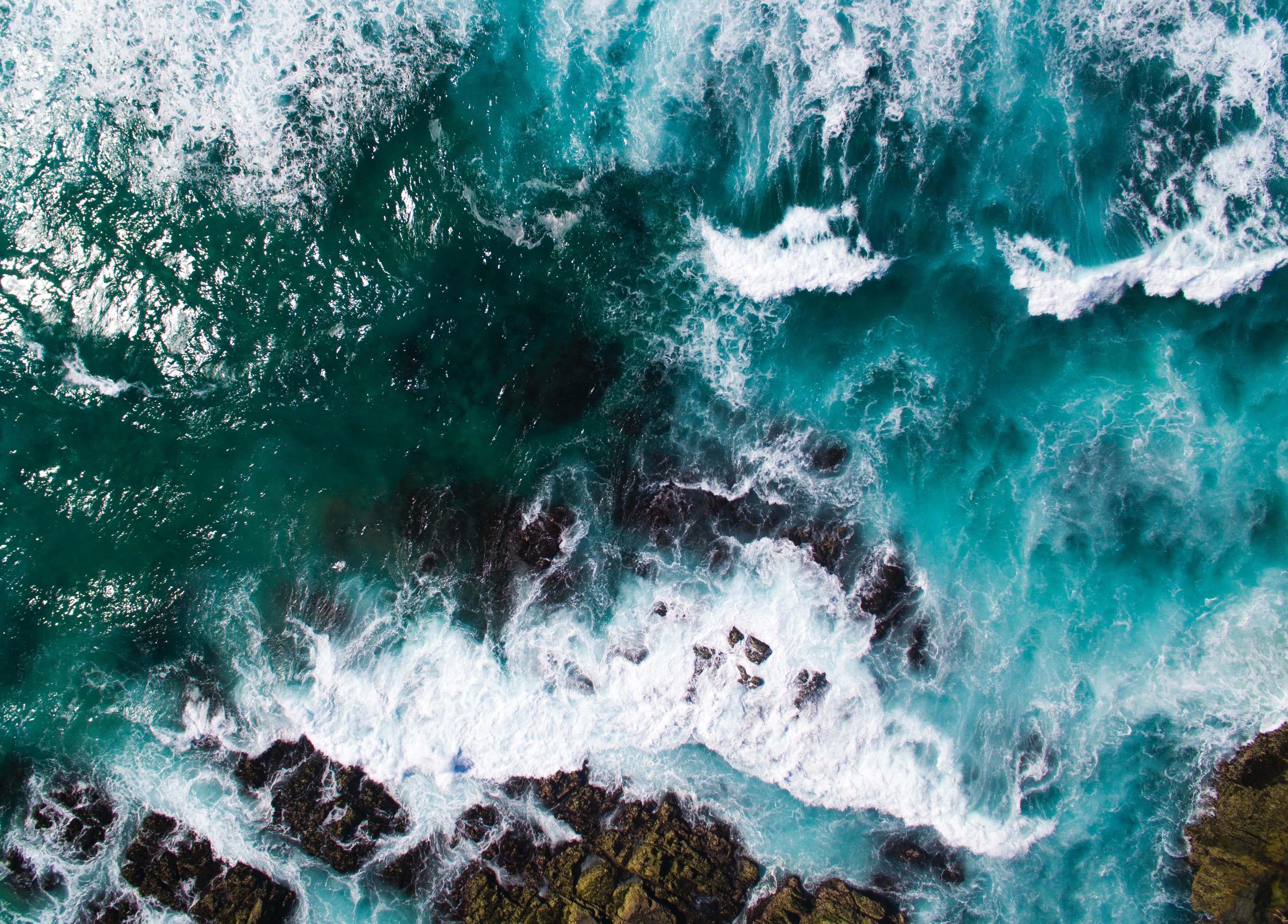 Waves crashing on rocks